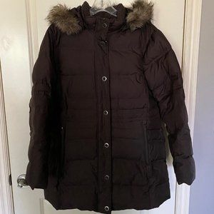 Eddie Bauer Hooded Premium Quality Goose Down Coat - Brown (PXL) 700 Fill